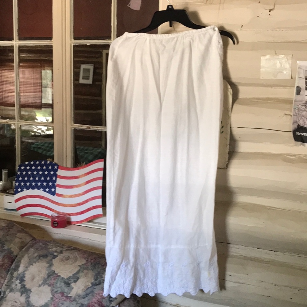 White, comfortable, long hippie type skirt.